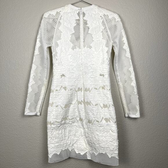 Jonathan Simkhai Burnout Brocade Long Sleeve Dress White Mini Dress 2 Altered - Picture 5 of 16